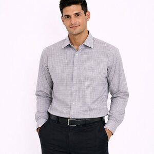 Flex Regular Fit Plaid Long Slv Button-Up Shirt Work Party Preppy Gift Stretch